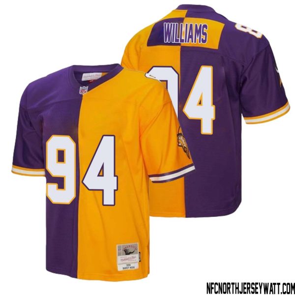 Pat Williams No 94 Men Mitchell & Ness Purple Gold Minnesota Vikings 1998 Split Legacy Replica Jersey