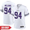 Pat Jones Ii No 91 Youth’S Minnesota Vikings White Alternate Custom Game 2024 Jersey