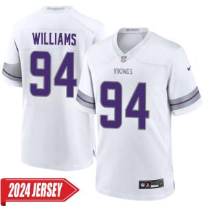 Pat Williams No 94 Men’s Minnesota Vikings White Alternate Custom Game 2024 Jersey