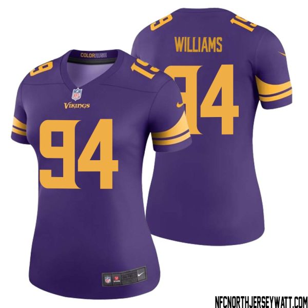 Pat Williams No 94 Women Purple Minnesota Vikings Color Rush Vapor Untouchable Limited Jersey- Replica