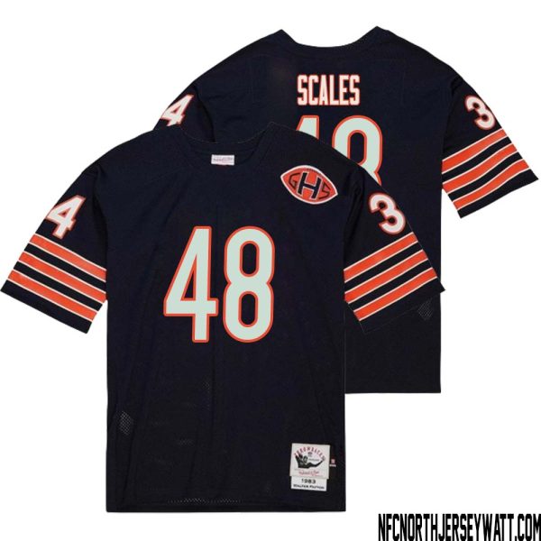 Patrick Scales No 48 Men Mitchell & Ness Navy Chicago Bears 2004 Authentic Throwback Retired Player Jersey – Replica