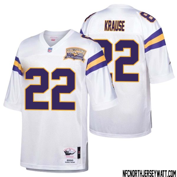 Paul Krause No 22 Men Mitchell & Ness White Minnesota Vikings Authentic Throwback Retired Player Jersey- Replica