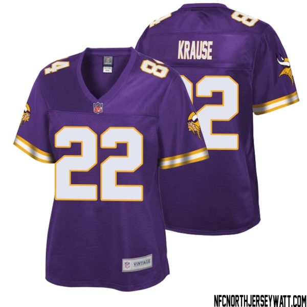 Paul Krause No 22 Women Nfl Pro Line Purple Minnesota Vikings Retired Player Replica Jersey