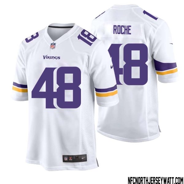 Quincy Roche No 48 Men White Minnesota Vikings Game Player Away Jersey – Replica