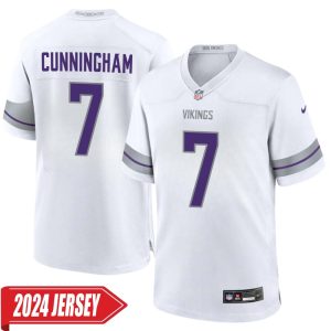 Randall Cunningham No 7 Men’s Minnesota Vikings White Alternate Custom Game 2024 Jersey