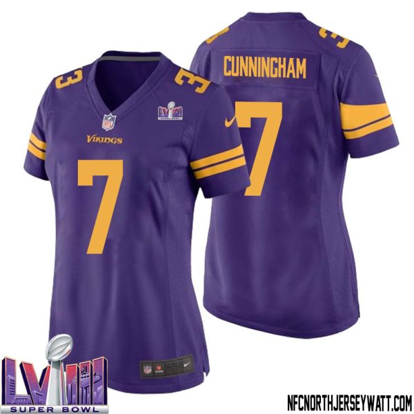 Randall Cunningham No 7 Minnesota Vikings Super Bowl Lviii Alternate Game Jersey Purple For Women – Replica