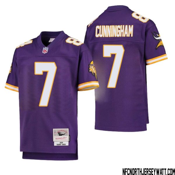 Randall Cunningham No 7 Youth Mitchell & Ness Purple Minnesota Vikings 1998 Legacy Retired Player Jersey- Replica