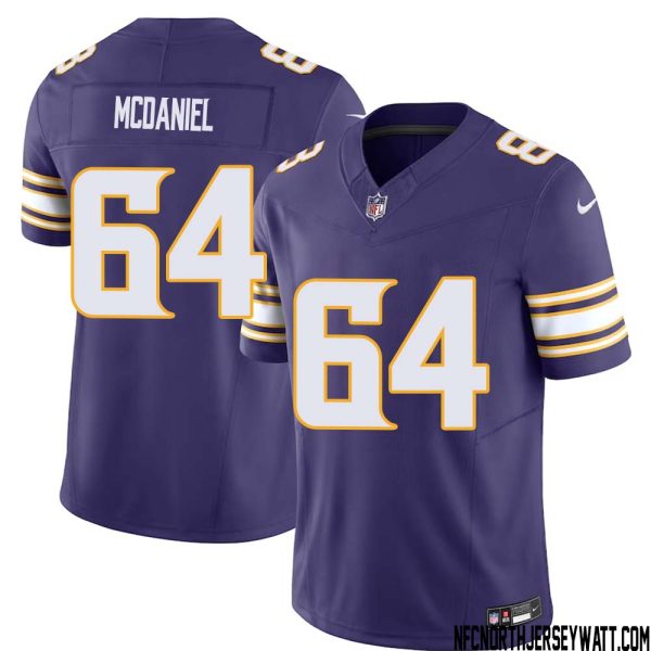 Randall McDaniel No 64 Mens Purple Minnesota Vikings Vapor F.U.S.E. Limited Jersey- Replica