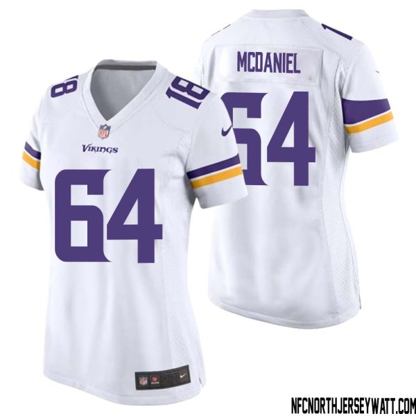 Randall Mcdaniel No 64 Women White Minnesota Vikings Game Player Away Jersey – Replica