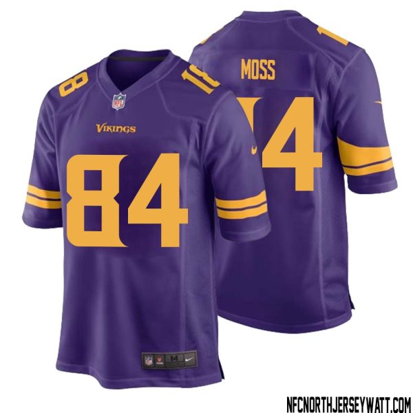 Randy Moss No 84 Men Purple Minnesota Vikings Alternate Game Jersey – Replica