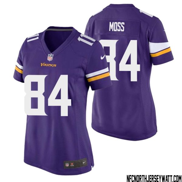 Randy Moss No 84 Minnesota Vikings Game Jersey Court Purple for Womens – Replica