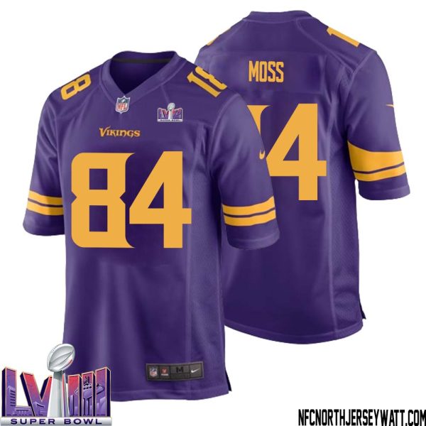 Randy Moss No 84 Minnesota Vikings Super Bowl Lviii Alternate Game Jersey Purple For Men – Replica