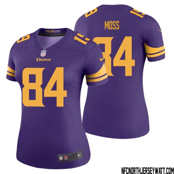 Randy Moss No 84 Women Purple Minnesota Vikings Color Rush Vapor Untouchable Limited Jersey- Replica