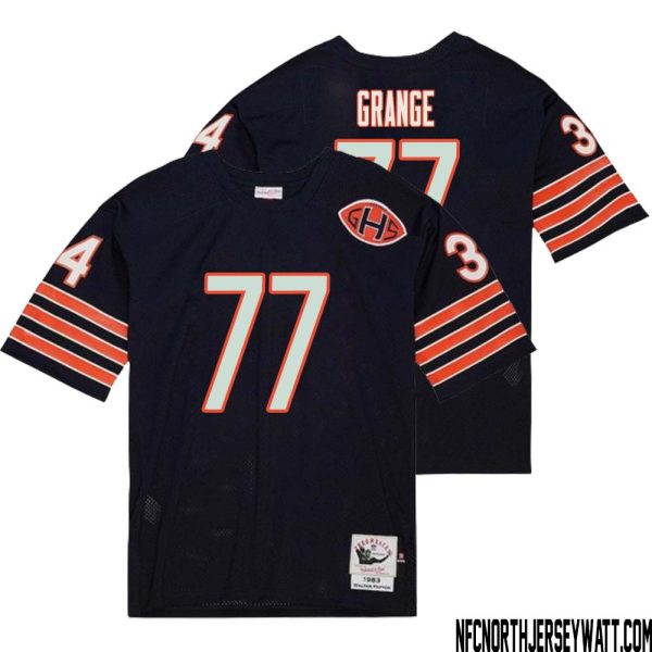 Red Grange No 77 Men Mitchell & Ness Navy Chicago Bears 2004 Authentic Throwback Retired Player Jersey – Replica