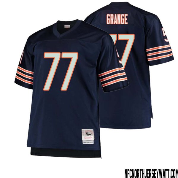 Red Grange No 77 Men Mitchell & Ness Navy Chicago Bears Big & Tall 1966 Retired Player Replica Jersey
