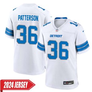 Riley Patterson No 36 Men’s Detroit Lions Away Game 2024 Jersey – White