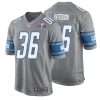 Riley Patterson No 36 Mens Custom White Detroit Lions Super Bowl LVIII Away Game Jersey