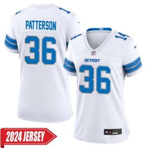 Riley Patterson No 36 Woman’s Detroit Lions Away Game 2024 Jersey – White