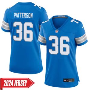 Riley Patterson No 36 Woman’s Detroit Lions Home Game 2024 Jersey – Blue