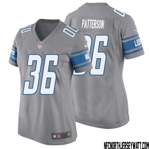 Riley Patterson No 36 Women Gray Detroit Lions Player Alternate Game Jersey – Replica