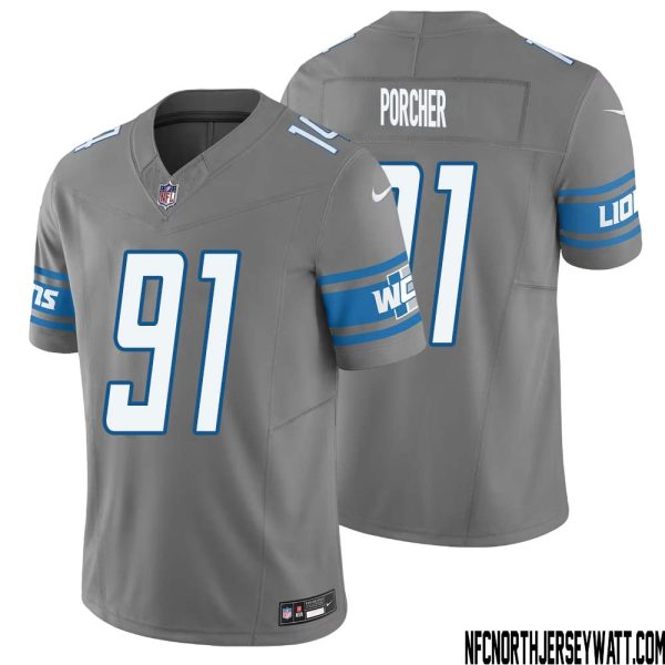 Robert Porcher No 91 Men Detroit Lions Vapor F.u.s.e. Limited Jersey Silver – Replica