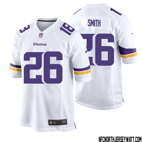 Robert Smith No 26 Men White Minnesota Vikings Game Player Away Jersey – Replica