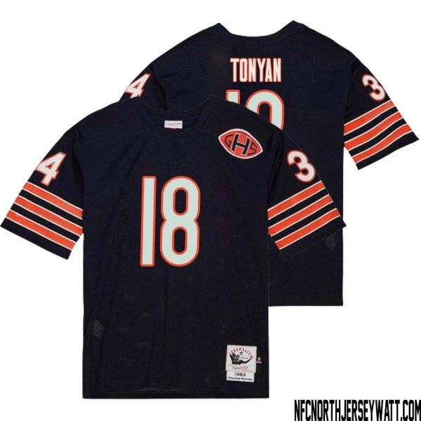 Robert Tonyan No 18 Men Mitchell & Ness Navy Chicago Bears 2004 Authentic Throwback Retired Player Jersey – Replica