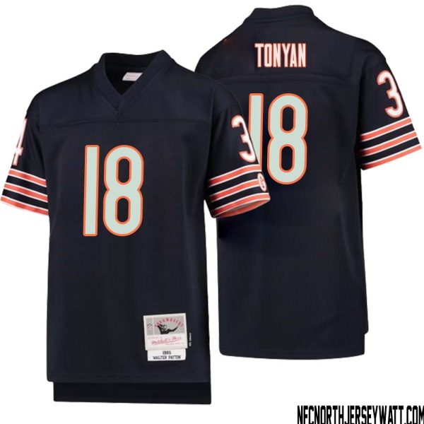 Robert Tonyan No 18 Youth Mitchell & Ness Navy Chicago Bears 1985 Legacy Retired Player Jersey – Replica