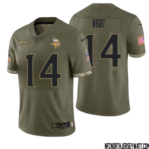 Ryan Wright No 14 Men Olive Minnesota Vikings 2022 Salute To Service Retired Player Limited Jersey – Replica