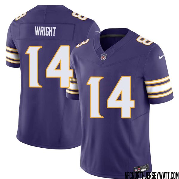 Ryan Wright No 14 Mens Purple Minnesota Vikings Vapor F.u.s.e. Limited Jersey- Replica