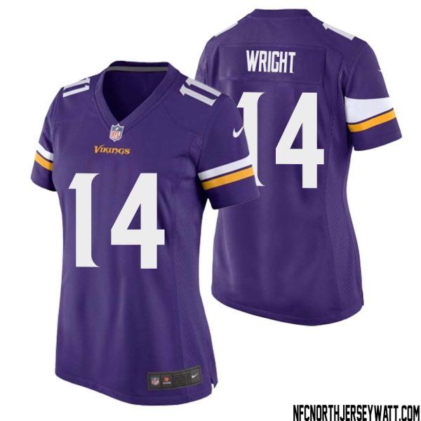 Ryan Wright No 14 Minnesota Vikings Game Jersey Court Purple For Womens – Replica