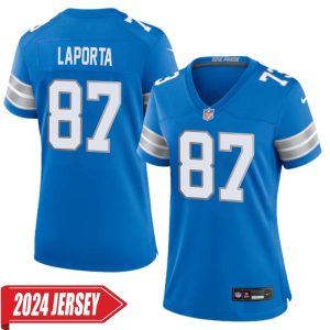 Sam LaPorta No 87 Woman’s Detroit Lions Home Game 2024 Jersey – Blue
