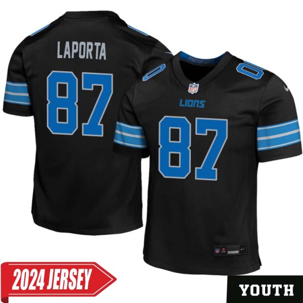 Sam Laporta No 87 Youth’S Detroit Lions 2Nd Alternate Vapor F.u.s.e. Limited 2024 Jersey – Black