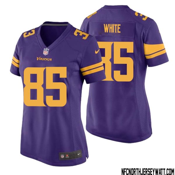Sammy White No 85 Women Purple Minnesota Vikings Alternate Game Jersey – Replica