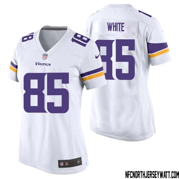 Sammy White No 85 Women White Minnesota Vikings Game Player Away Jersey – Replica