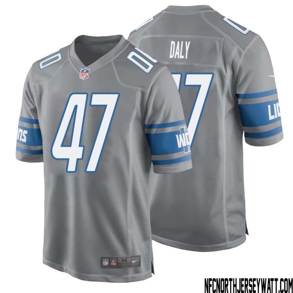 Scott Daly No 47 Men Gray Detroit Lions Player Alternate Game Jersey – Replica