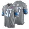 Scott Daly No 47 Mens Custom White Detroit Lions Super Bowl Lviii Away Game Jersey