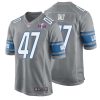 Scott Daly No 47 Mens Custom White Detroit Lions Super Bowl LVIII Away Game Jersey