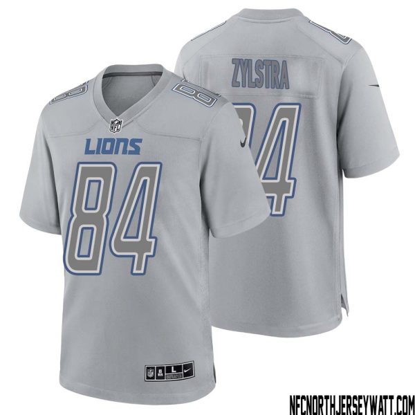 Shane Zylstra No 84 Men Gray Detroit Lions Atmosphere Fashion Game Jersey – Replica