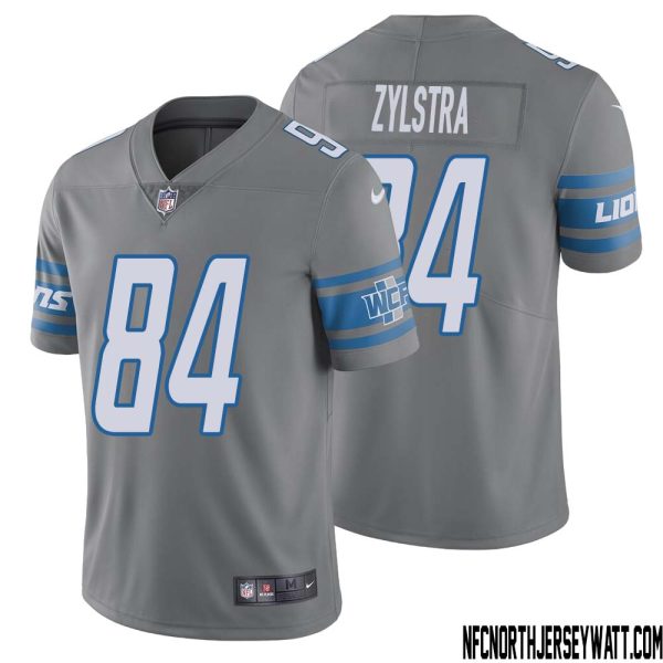 Shane Zylstra No 84 Men Steel Detroit Lions Vapor Untouchable Color Rush Limited Player Jersey – Replica