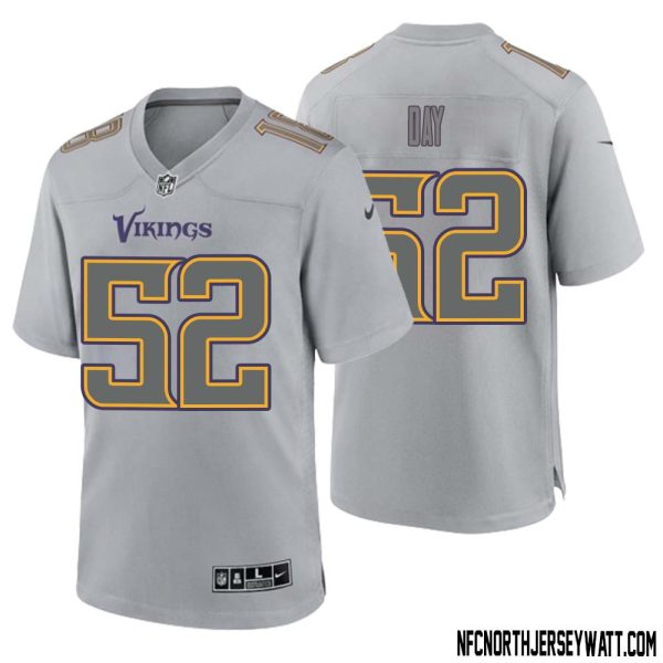 Sheldon Day No 52 Men Gray Minnesota Vikings Atmosphere Fashion Game Jersey – Replica