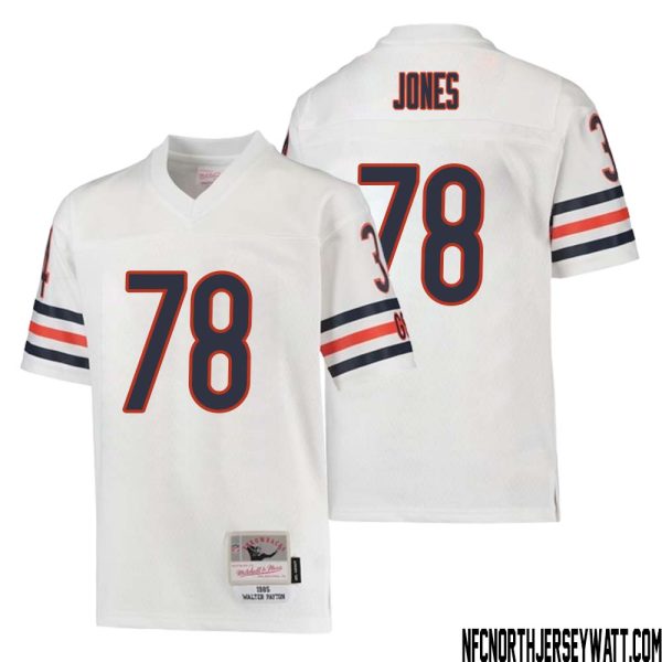 Stan Jones No 78 Youth Mitchell & Ness White Chicago Bears 1985 Retired Player Legacy Jersey – Replica