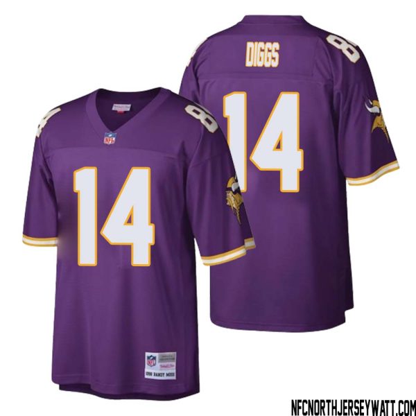 Stefon Diggs No 14 Men Mitchell & Ness Purple Minnesota Vikings Retired Player Legacy Replica Jersey