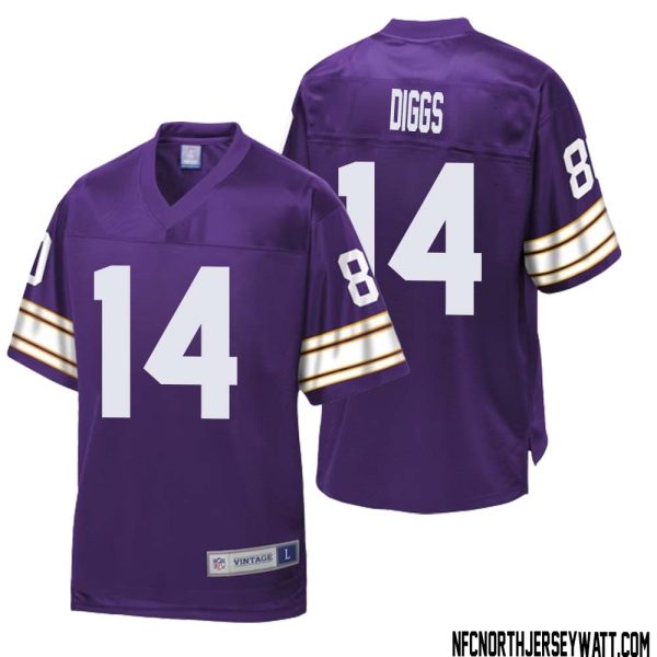 Stefon Diggs No 14 Men NFL Pro Line Purple Minnesota Vikings Retired Player Replica Jersey