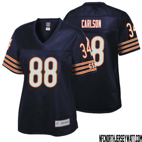 Stephen Carlson No 88 Women Nfl Pro Line Navy Chicago Bears Retired Player Replica Jersey