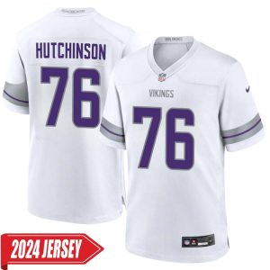 Steve Hutchinson No 76 Men’s Minnesota Vikings White Alternate Custom Game 2024 Jersey
