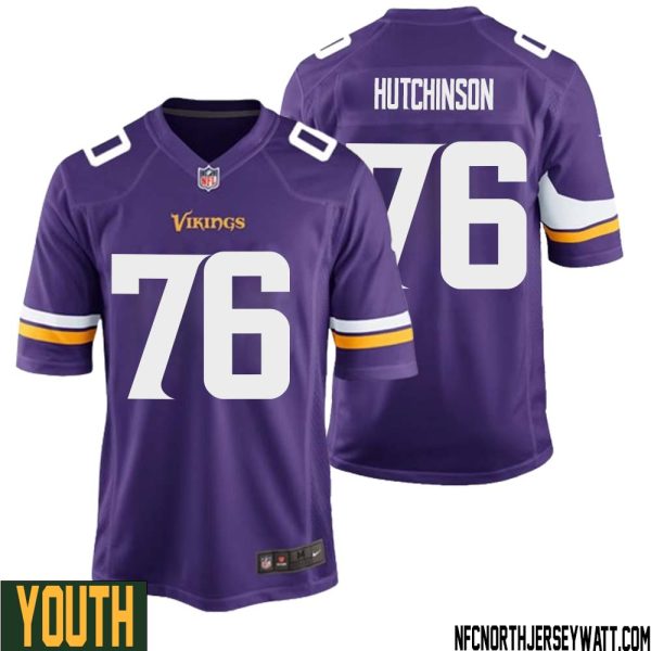 Steve Hutchinson No 76 Minnesota Vikings Game Jersey Court Purple For Youth – Replica