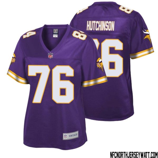 Steve Hutchinson No 76 Women Nfl Pro Line Purple Minnesota Vikings Retired Player Replica Jersey