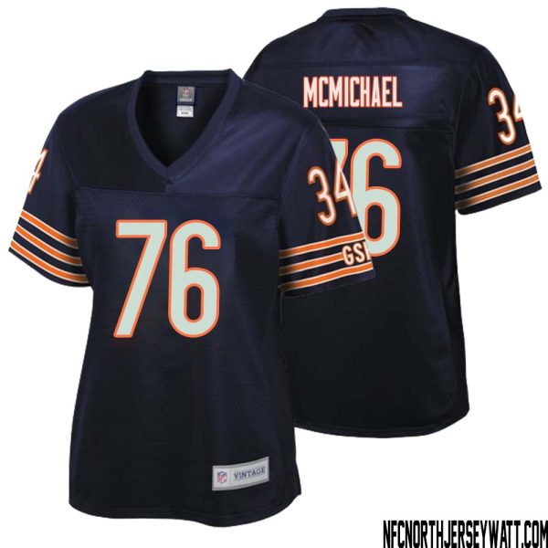 Steve McMichael No 76 Women NFL Pro Line Navy Chicago Bears Retired Player Replica Jersey