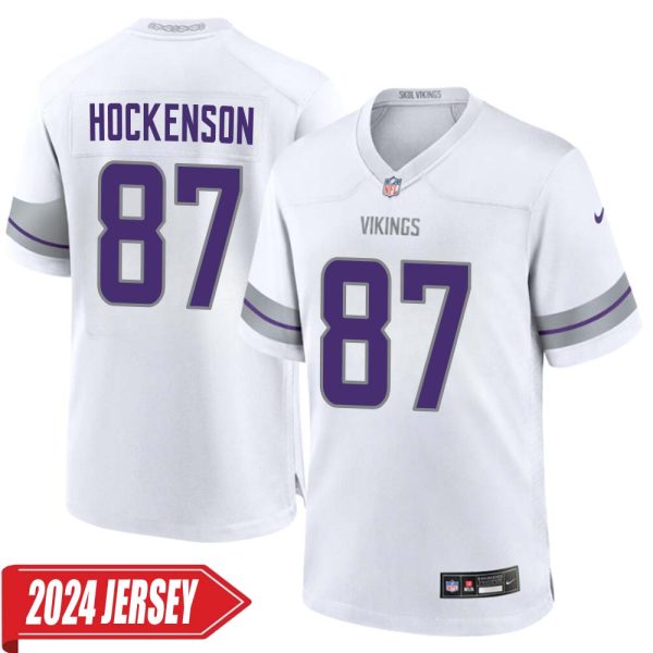 T.j. Hockenson No 87 Men’S Minnesota Vikings White Alternate Custom Game 2024 Jersey